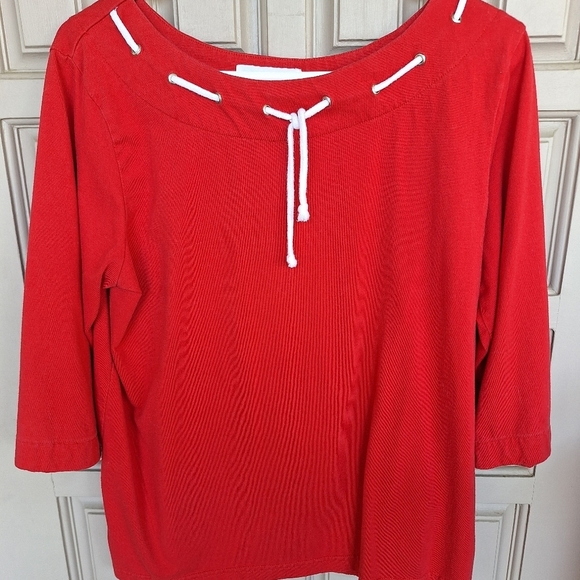 BFA Classics Tee SzM Nautical Theme Red/White Rope Tie Very Cute Heavy Cotton - Picture 4 of 7